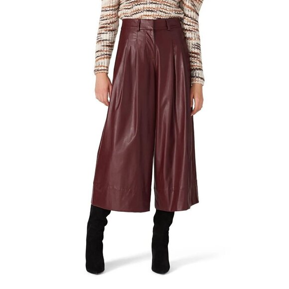 Nicholas Faux Leather Sofia Culottes Red Womens Size 8 - Picture 2 of 15